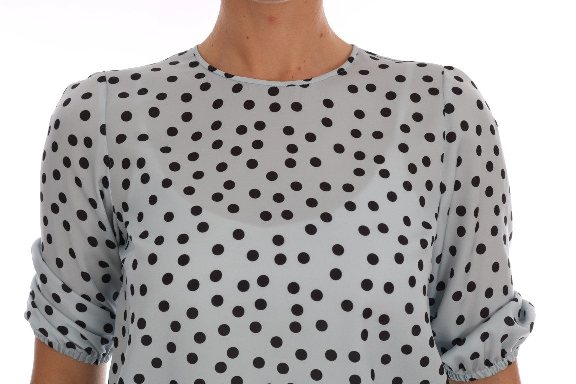 Polka Dotted Silk Blouse Top