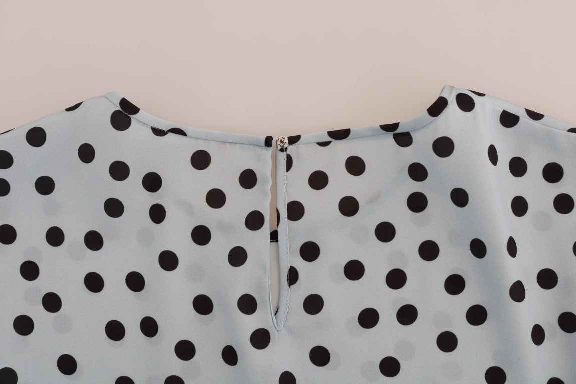 Polka Dotted Silk Blouse Top