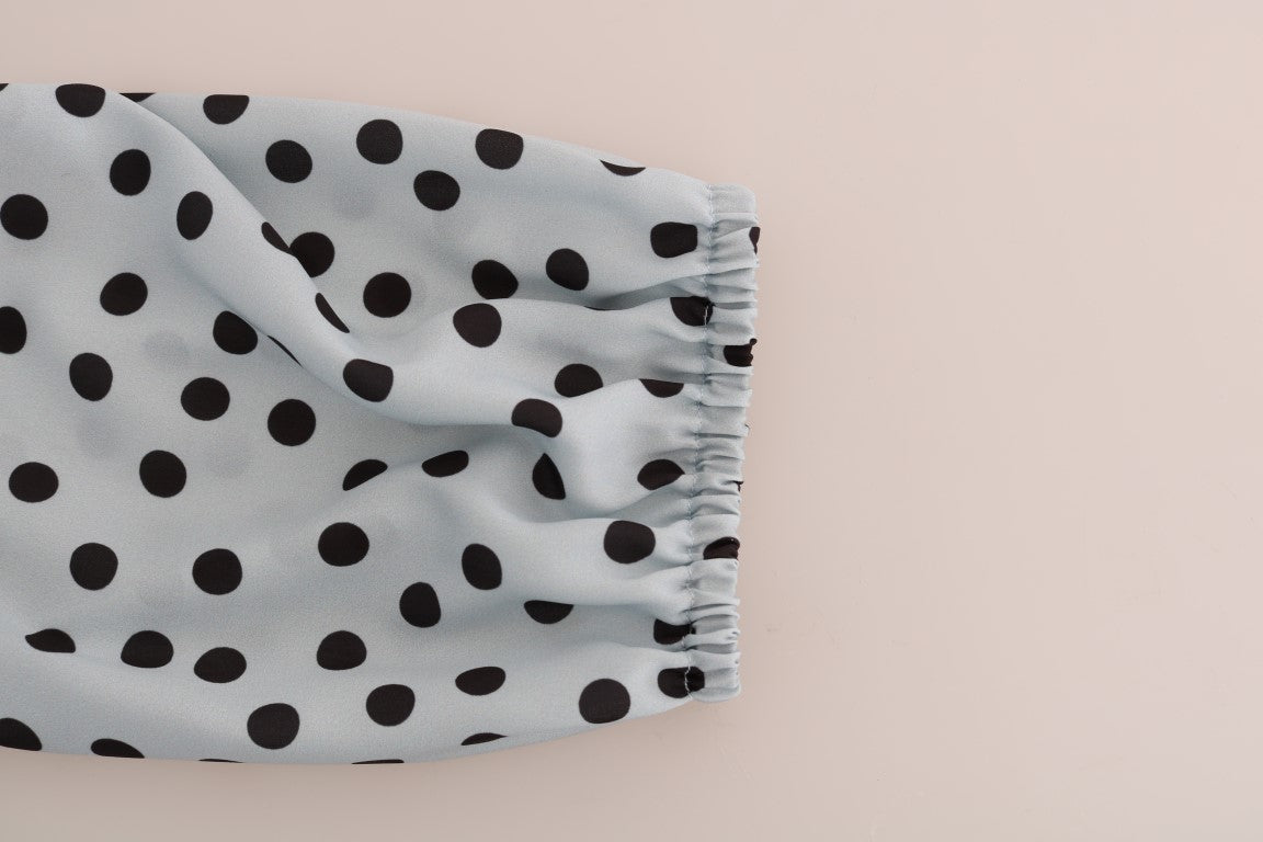 Polka Dotted Silk Blouse Top