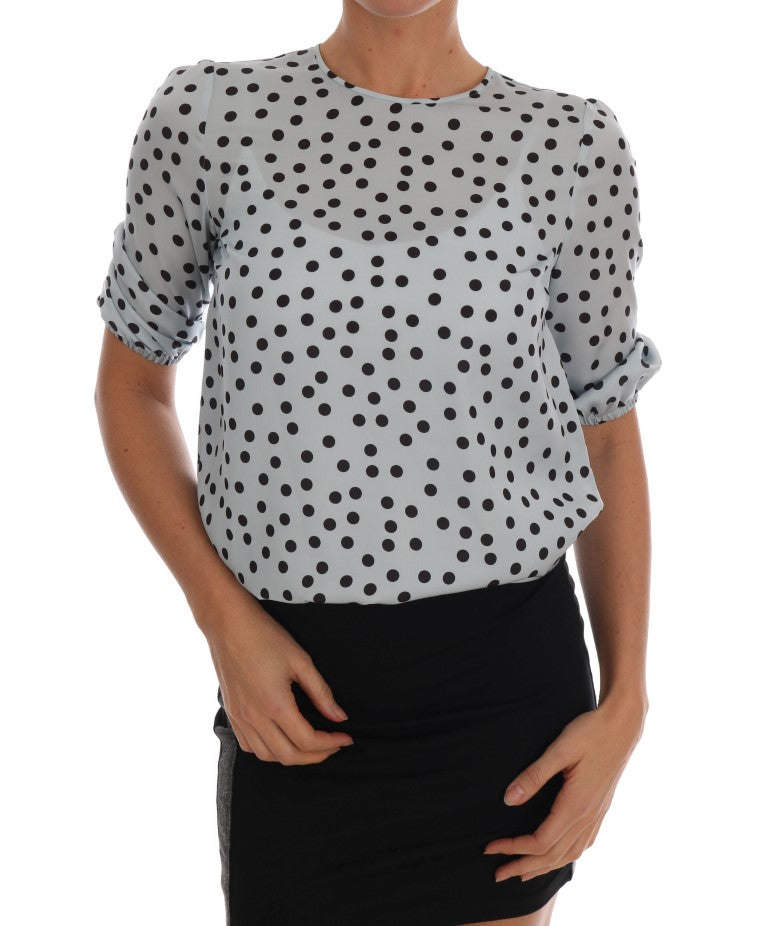 Polka Dotted Silk Blouse Top