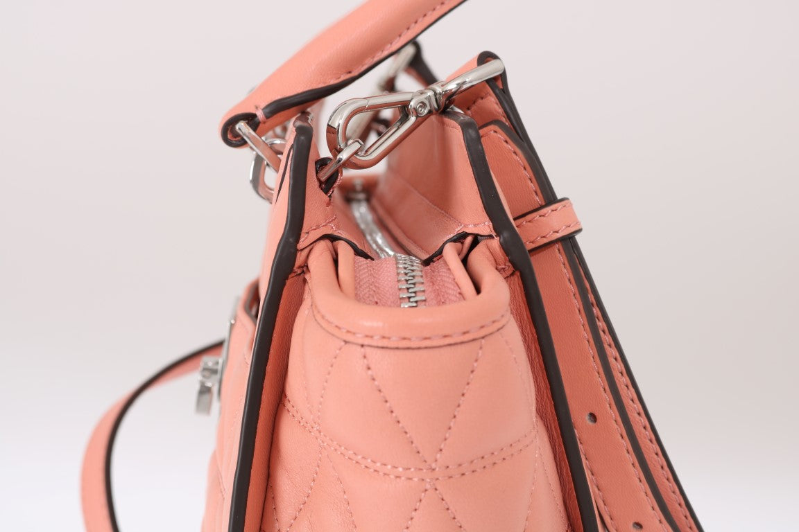 Elegant Peach Leather Shoulder Bag