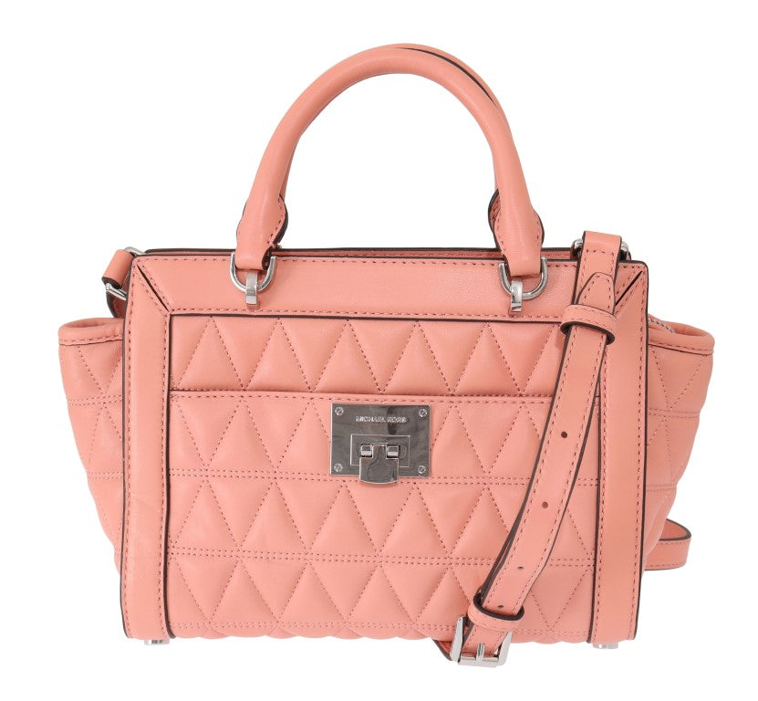 Elegant Peach Leather Shoulder Bag