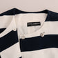 Elegant Blue Striped Coat Jacket