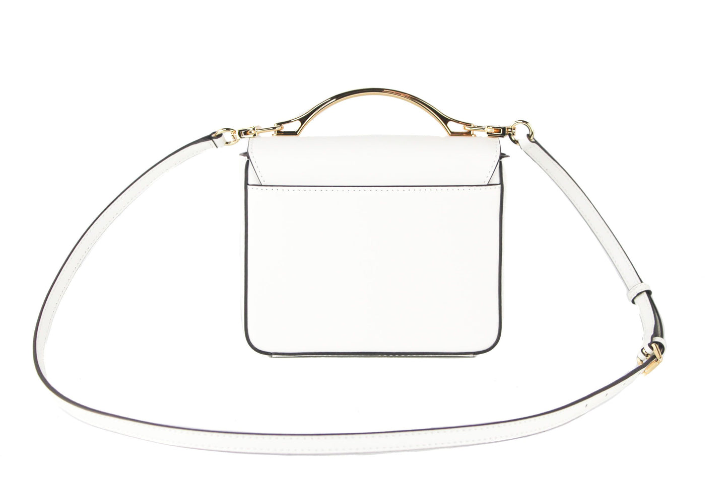 Pride Small Smooth Leather Rainbow Kors Convertible Shoulder Bag Crossbody Handbag (Optic White)