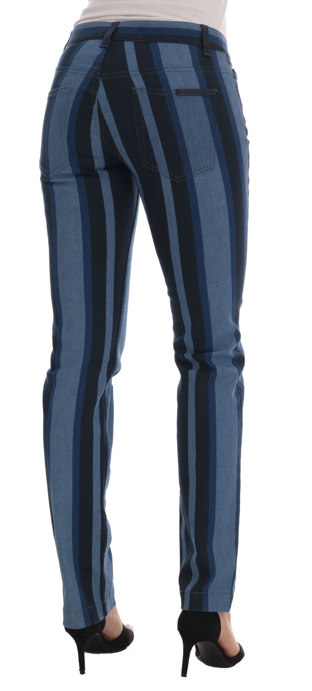 Blue GIRLY Striped Cotton Jeans