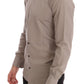 Elegant Beige Silk Blend Slim Fit Shirt