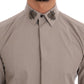 Elegant Beige Silk Blend Slim Fit Shirt