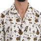 White Silk JAZZ Motive Print Shirt