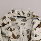 White Silk JAZZ Motive Print Shirt