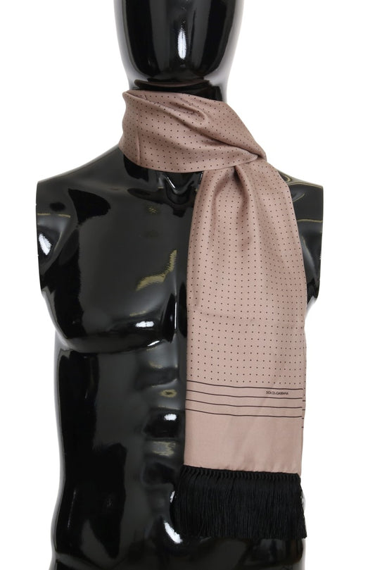 Elegant Pink Polka Dot Silk Scarf