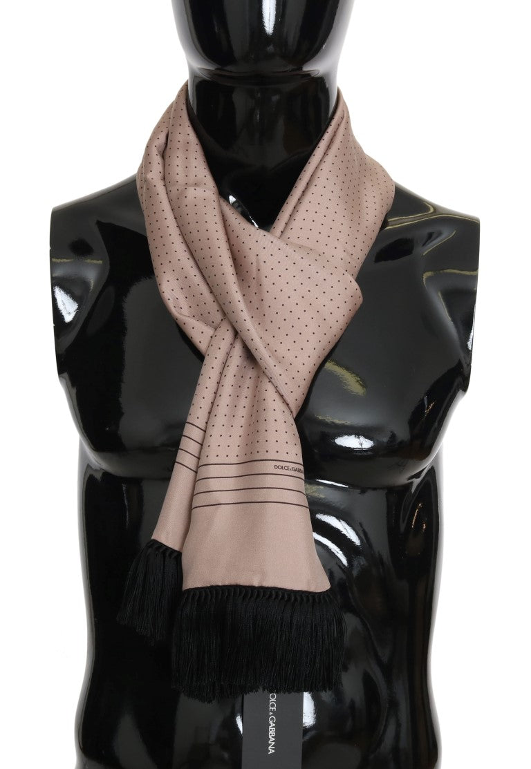 Elegant Pink Polka Dot Silk Scarf