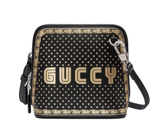 Gucci Women Black Guccy Sega Script Dome Mini Crossbody Bag