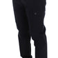 Elegant Gray Striped Casual Trousers