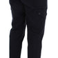 Elegant Gray Striped Casual Trousers
