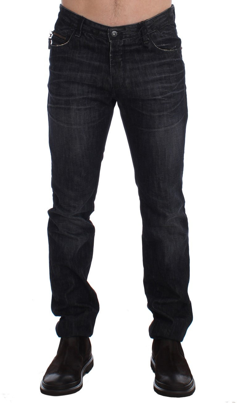 Sleek Gray Slim Fit Denim Jeans