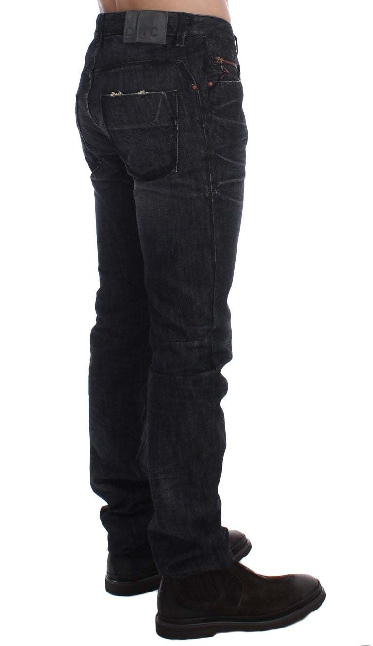 Sleek Gray Slim Fit Denim Jeans