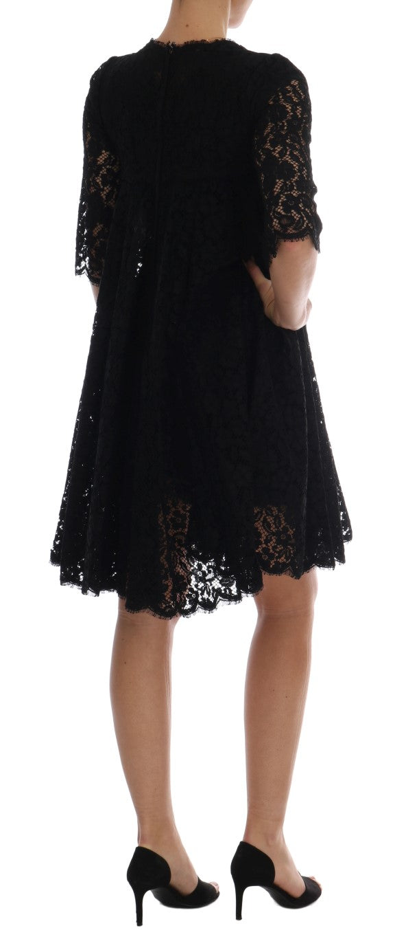 Elegant A-Line Lace Dress with Crystal Details