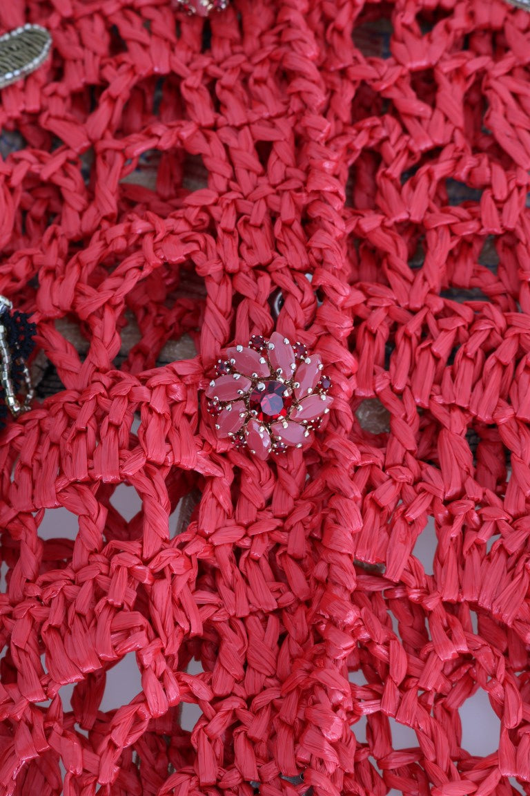 Red Crystal Embellished Cardigan Sweater