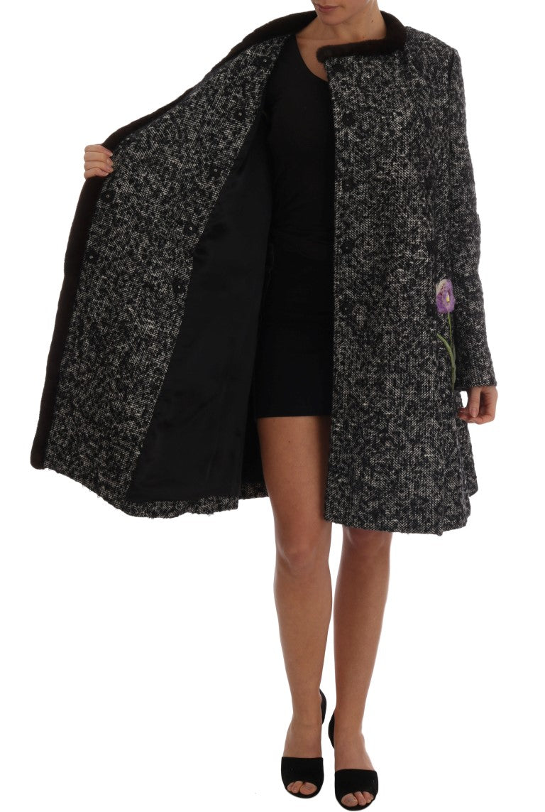 Enchanted Zigzag Crystal & Fur Coat Jacket