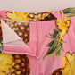 Pink Pineapple Print Cotton Capri Pants