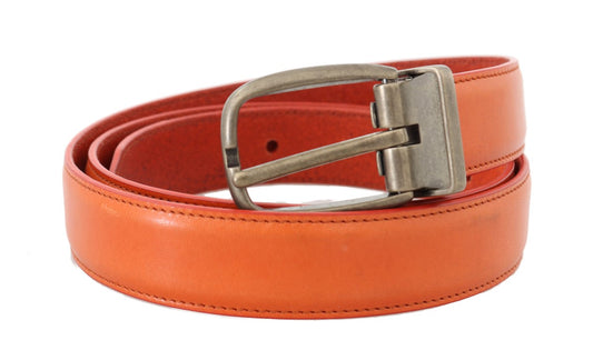 Elegant Orange Leather Men's Belt