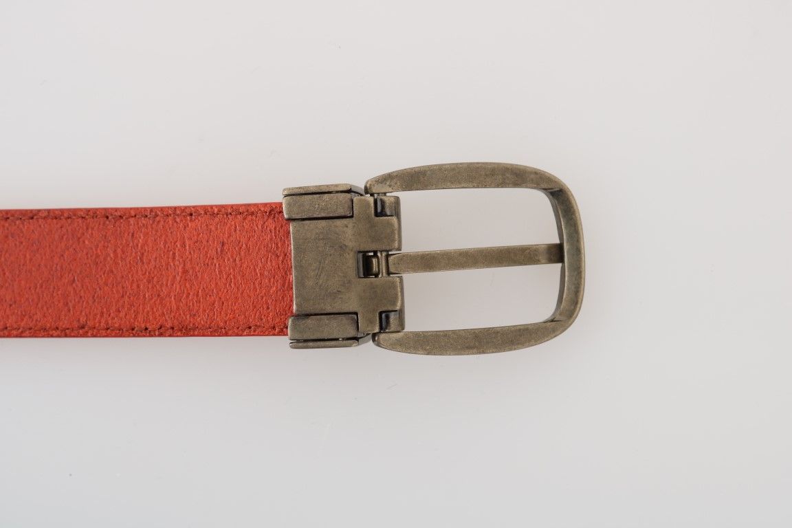 Dolce & Gabbana Orange Leather Gold Buckle Men's Belt