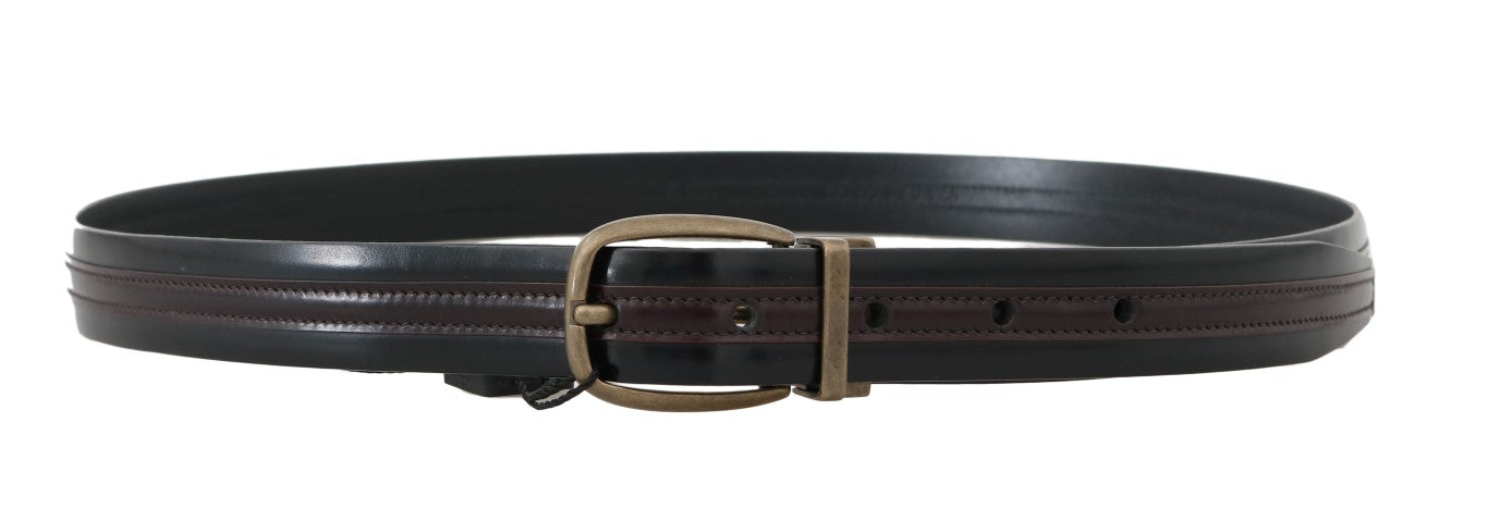 Elegant Black Bordeaux Leather Belt