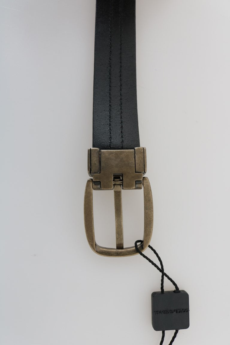 Elegant Black Bordeaux Leather Belt