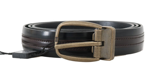 Elegant Black Bordeaux Leather Belt