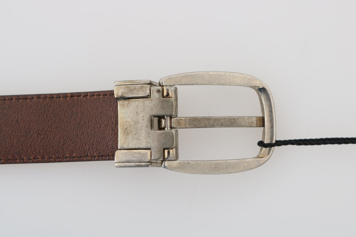 Elegant Brown Leather Men's Belt