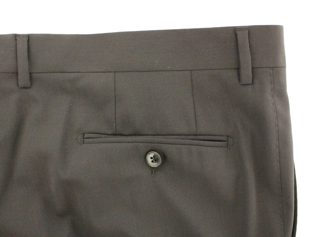 Black Wool Stretch Pleated Pants