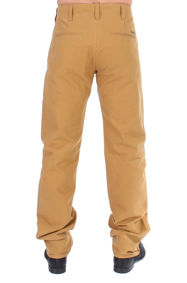 Sunshine Yellow Cotton Chinos Casual Pants