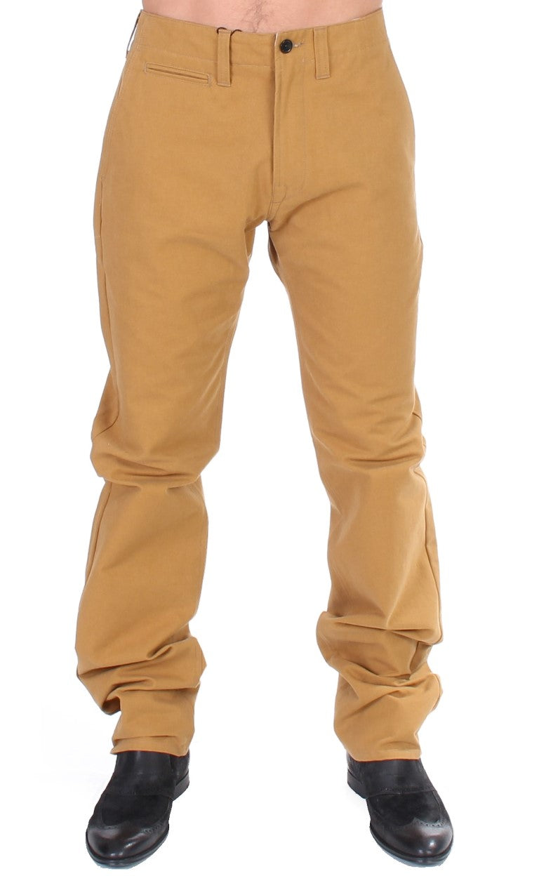 Sunshine Yellow Cotton Chinos Casual Pants