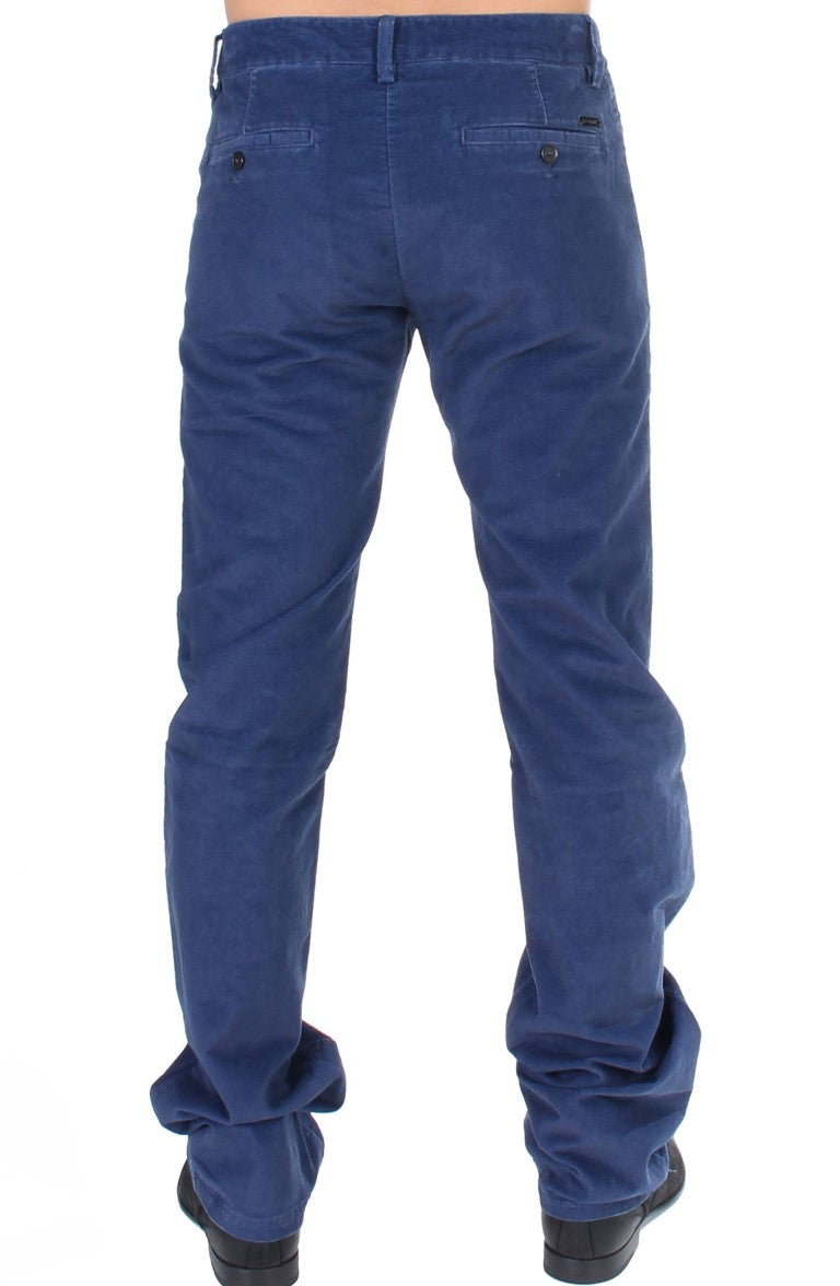 Elegant Blue Straight Fit Casual Pants