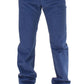 Elegant Blue Straight Fit Casual Pants