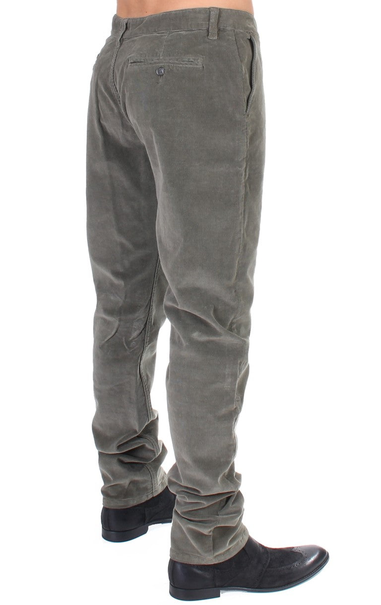 Chic Green Corduroy Straight Fit Pants