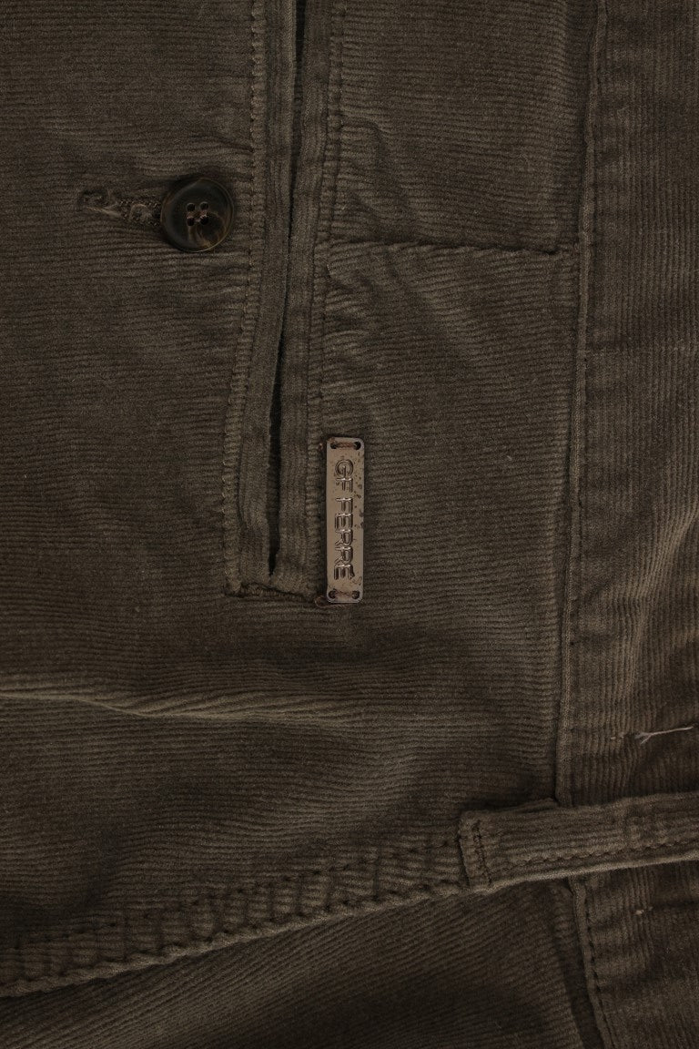 Chic Green Corduroy Straight Fit Pants