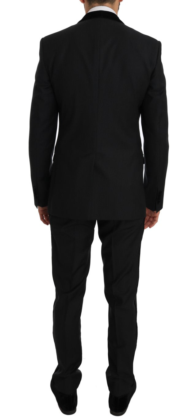 Elegant Gray Wool Tuxedo Smoking Suit