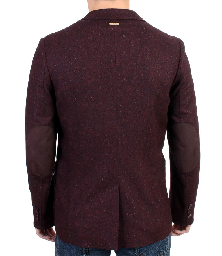 Bordeaux Wool Blend Two Button Blazer