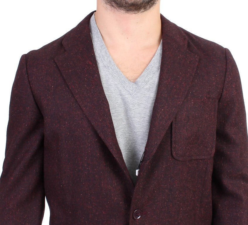 Bordeaux Wool Blend Two Button Blazer