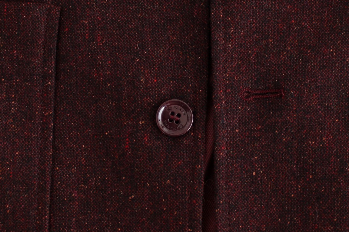 Bordeaux Wool Blend Two Button Blazer