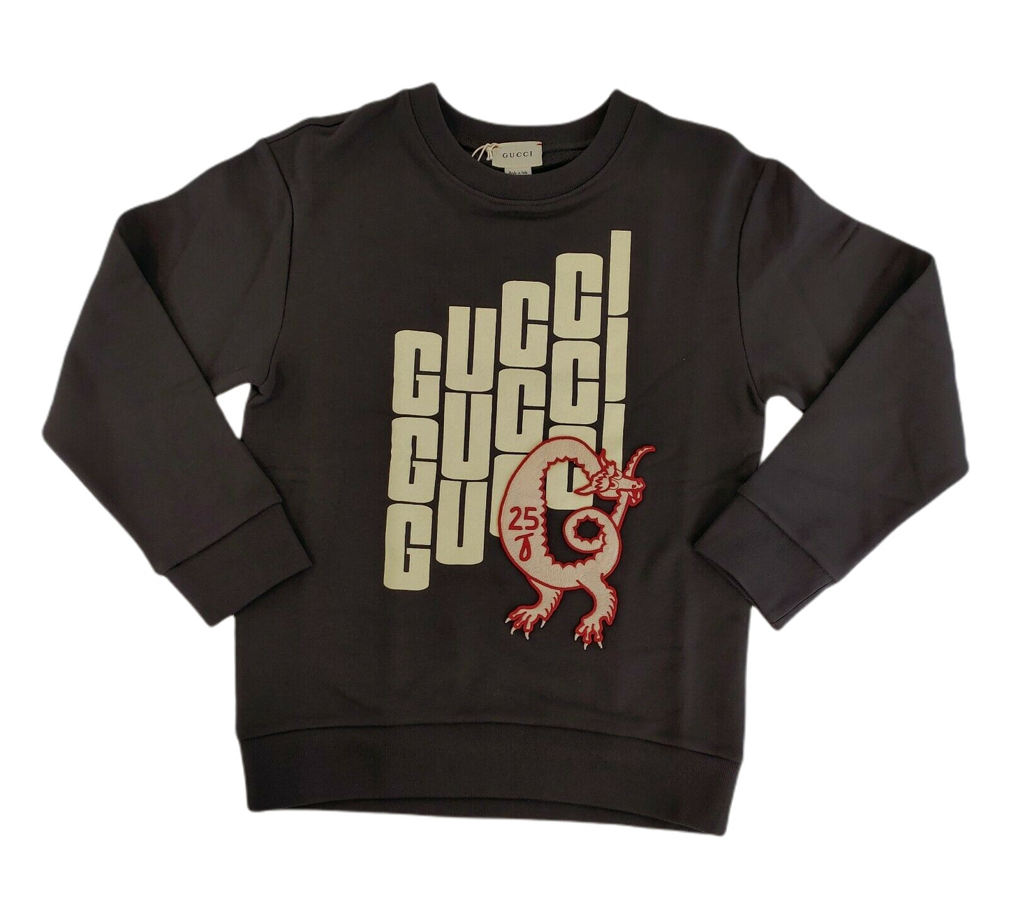 Boys Black Cotton Logo Print Dragon Patch Sweatshirt