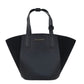 Portia Small Pebbled Leather Suede Tote Handbag (Black)