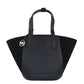 Portia Small Pebbled Leather Suede Tote Handbag (Black)
