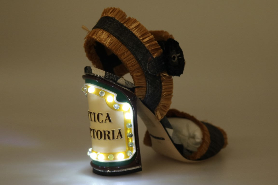 Antica Trattoria Straw Sandals with LED Heels