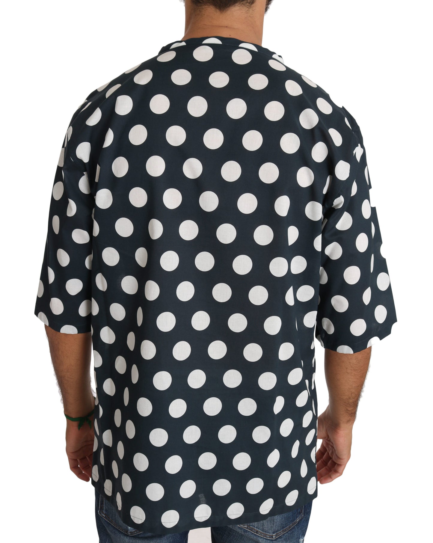 Elegant Polka Dot Loose Fit Henley Tee