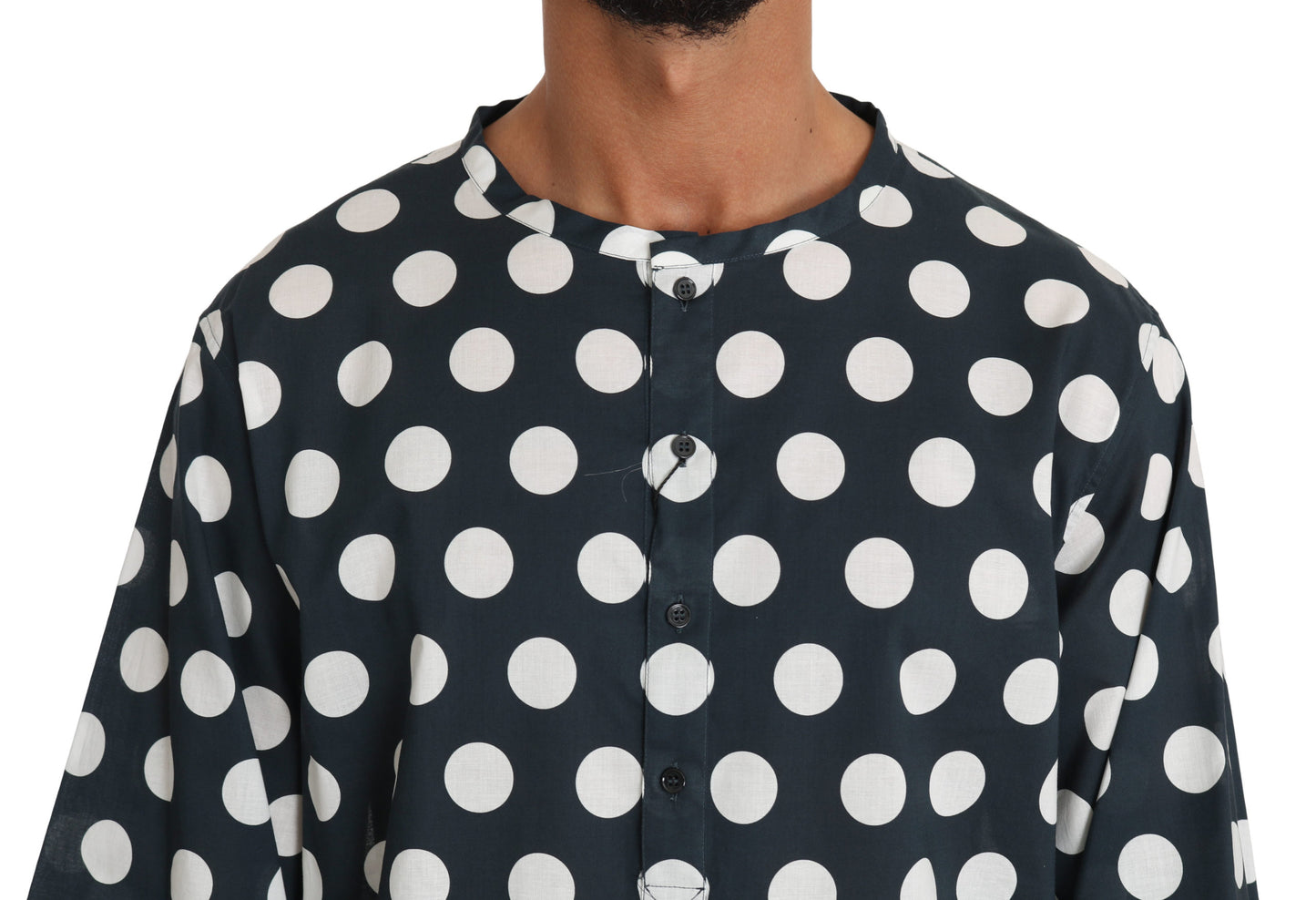 Elegant Polka Dot Loose Fit Henley Tee