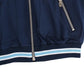 Chic Blue Zip Cardigan with Logo Detail
