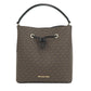 Suri Large Signature PVC Convertible Bucket Bag to Backpack Bag (Brown/Black Signature)