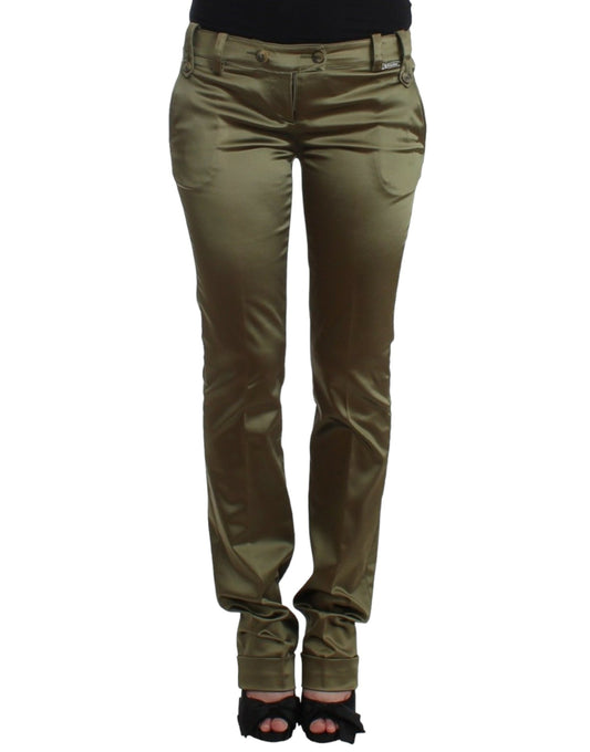 Chic Green Slimline Tailored Pants